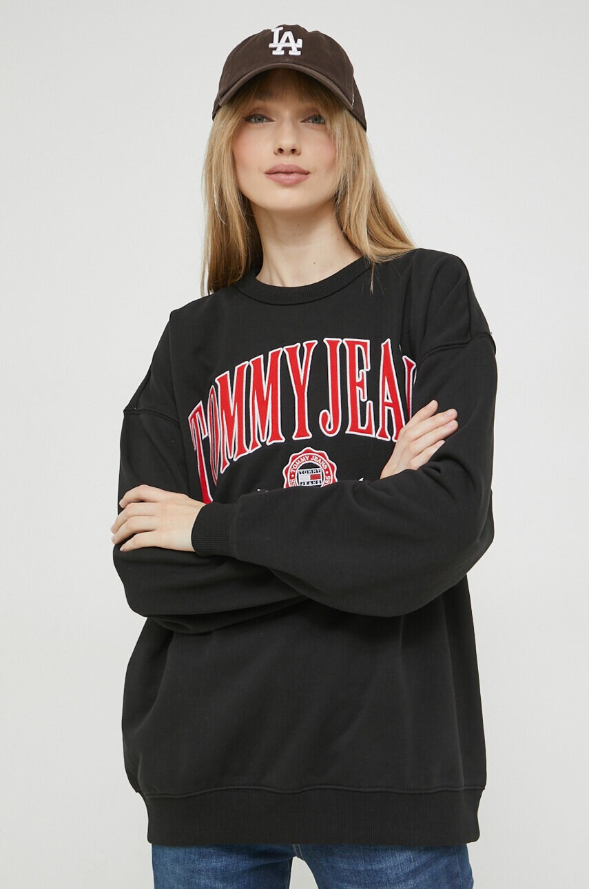 

Кофта Tommy Jeans жіноча колір чорний з аплікацією