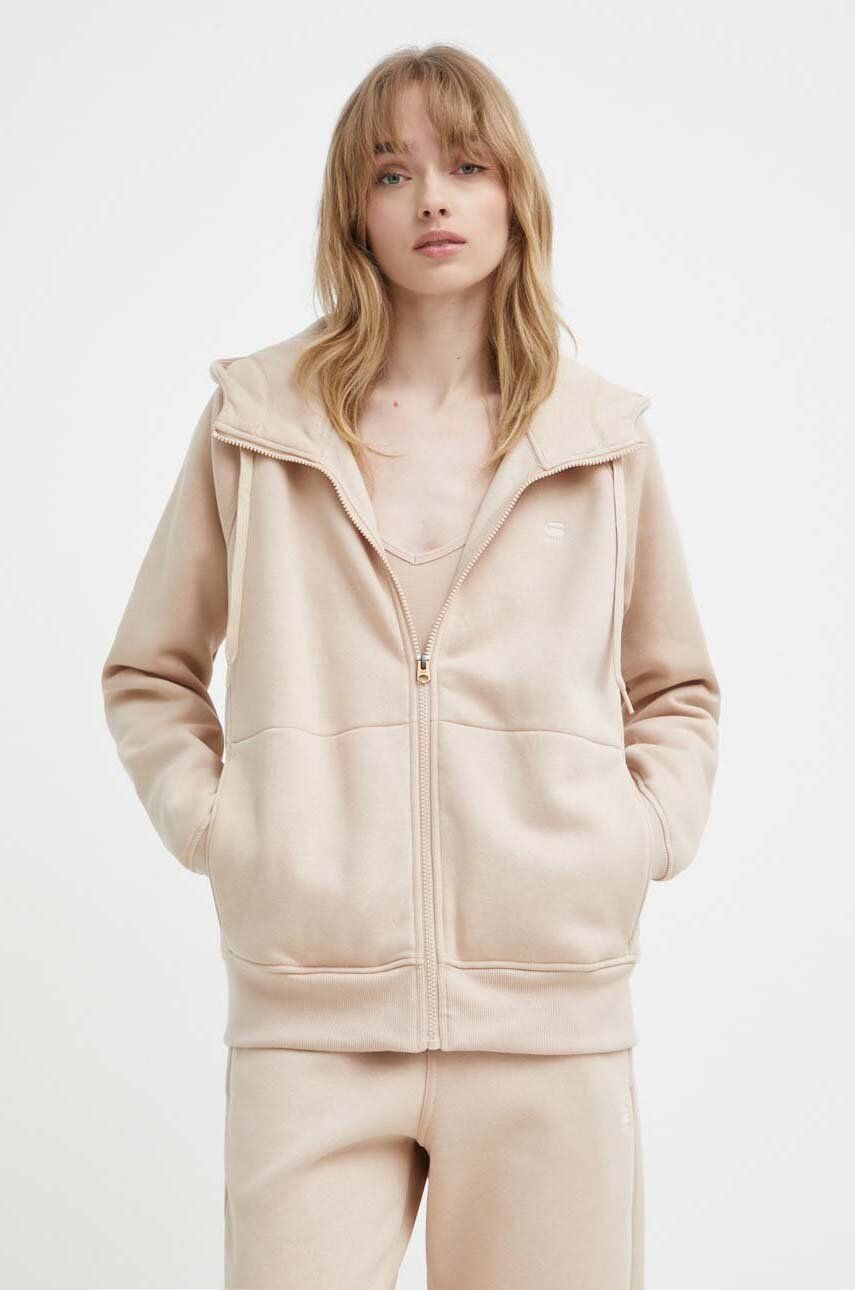 G-Star bluză femei, culoarea bej, cu glugă, uni, D22727-C235