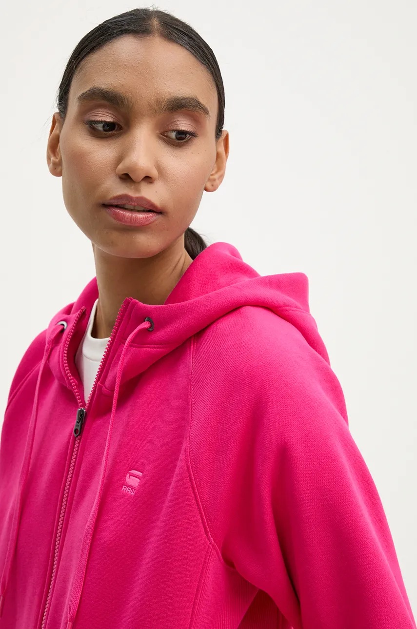 Кофта G-Star Raw жіноча колір рожевий з капюшоном однотонна D22727-C235 