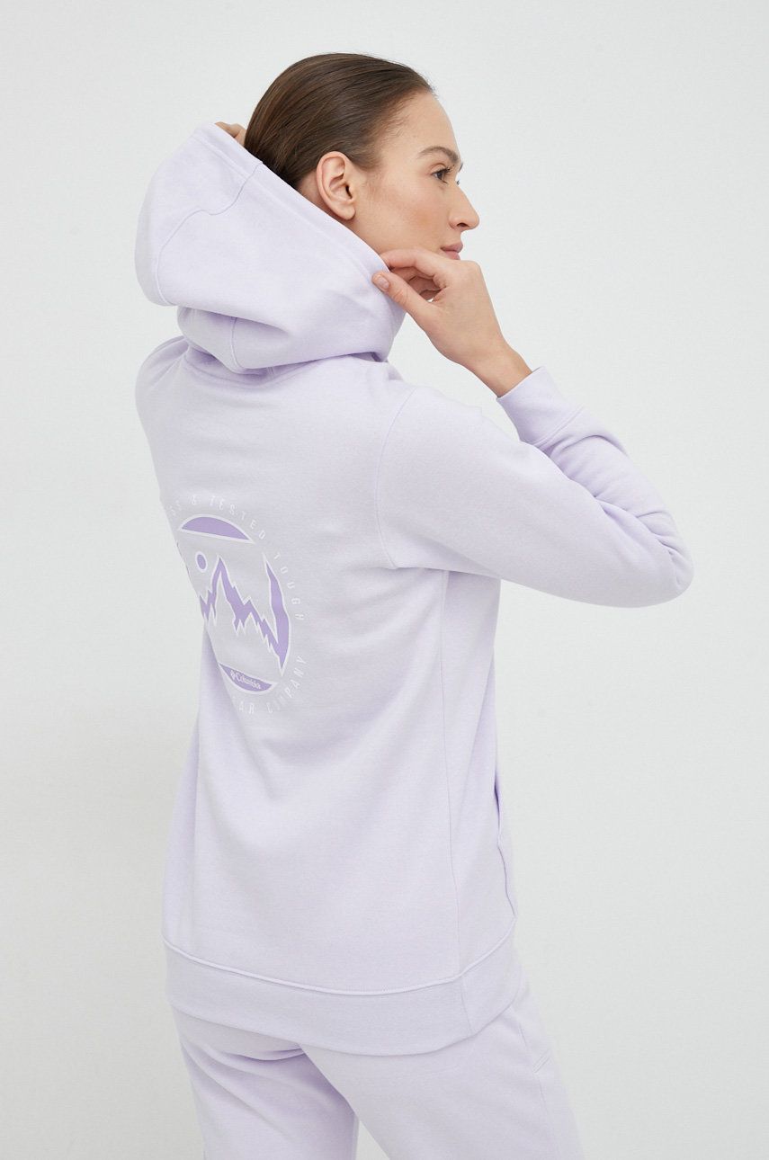 E-shop Mikina Columbia dámská, fialová barva, s kapucí, hladká