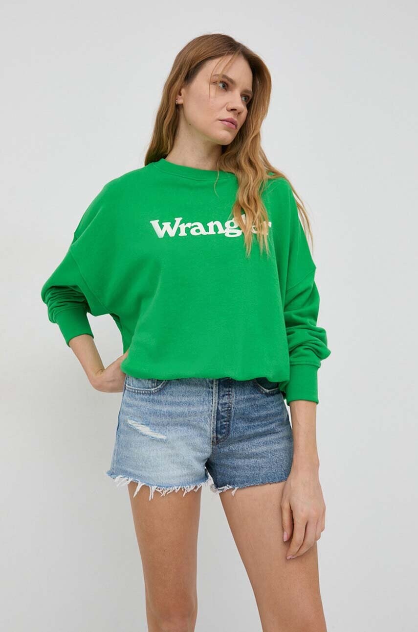 

Хлопковая кофта Wrangler женская цвет зелёный с принтом