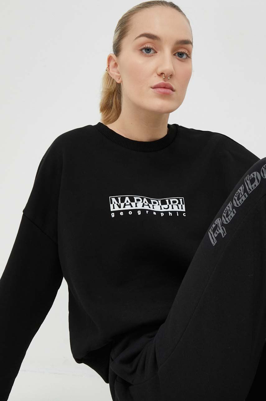 Napapijri bluză Femei, culoarea negru, cu imprimeu