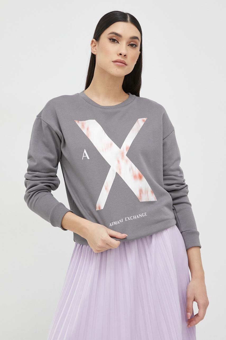 

Кофта Armani Exchange женская цвет серый с принтом