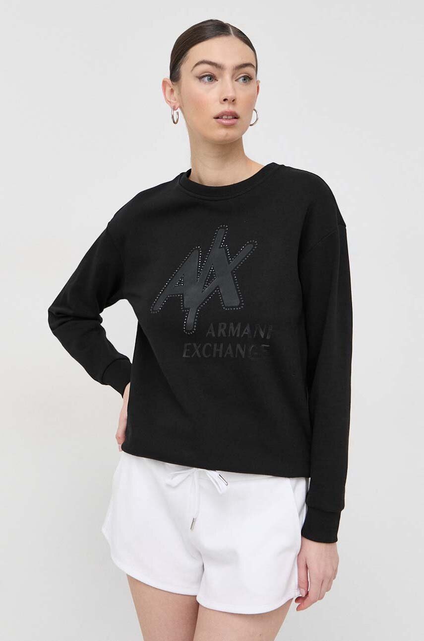 

Кофта Armani Exchange женская цвет чёрный с аппликацией