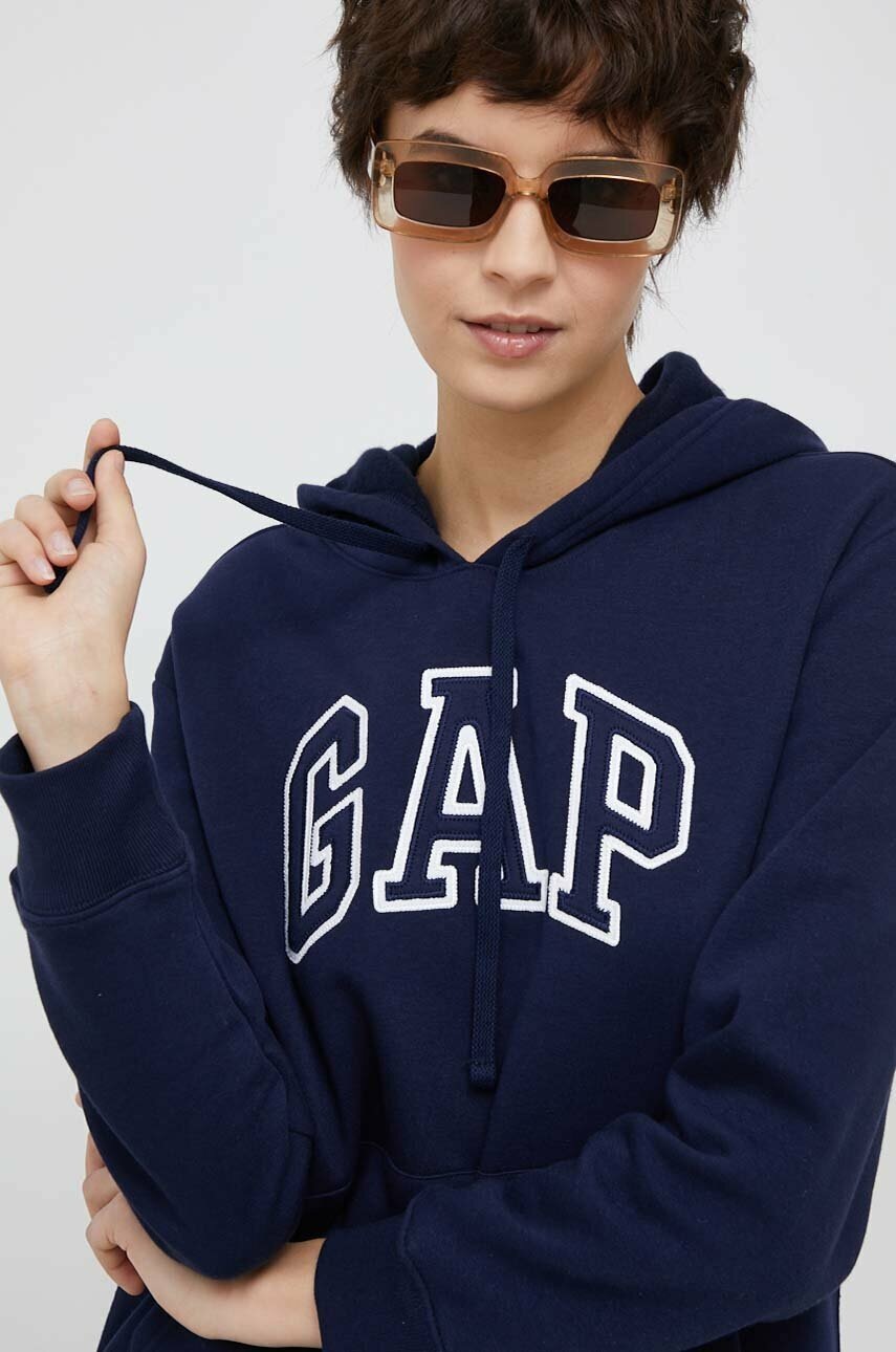 

Суичър GAP в тъмносиньо с качулка с апликация, Тъмносин