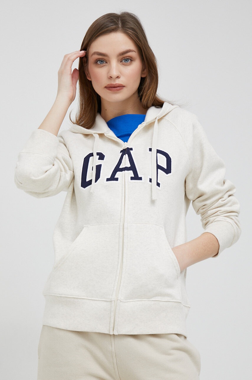 

Суичър GAP в бежово с качулка меланж на, Бежов