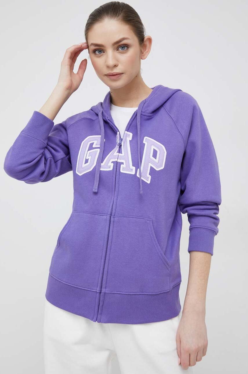 

Суичър GAP в лилаво с качулка с апликация, Виолетов