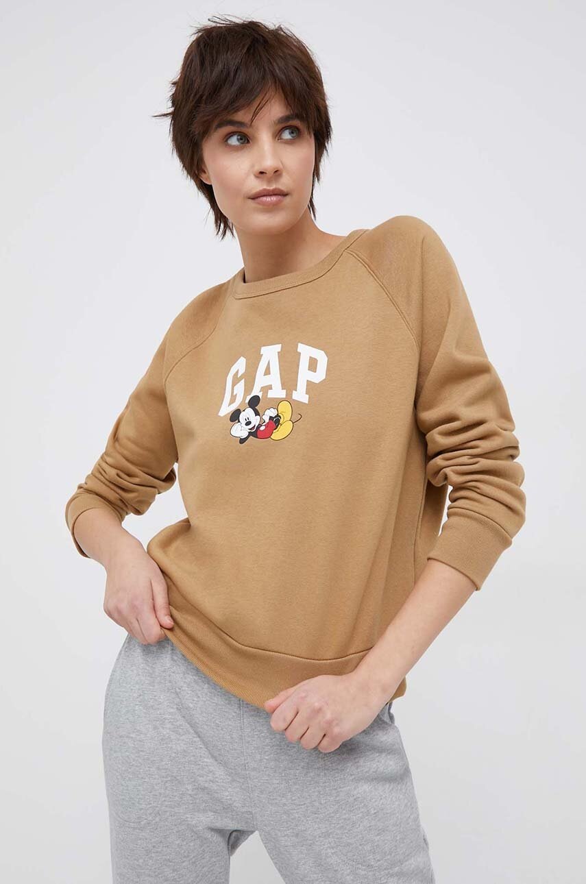 

Суичър GAP x Disney в кафяво с принт, Кафяв