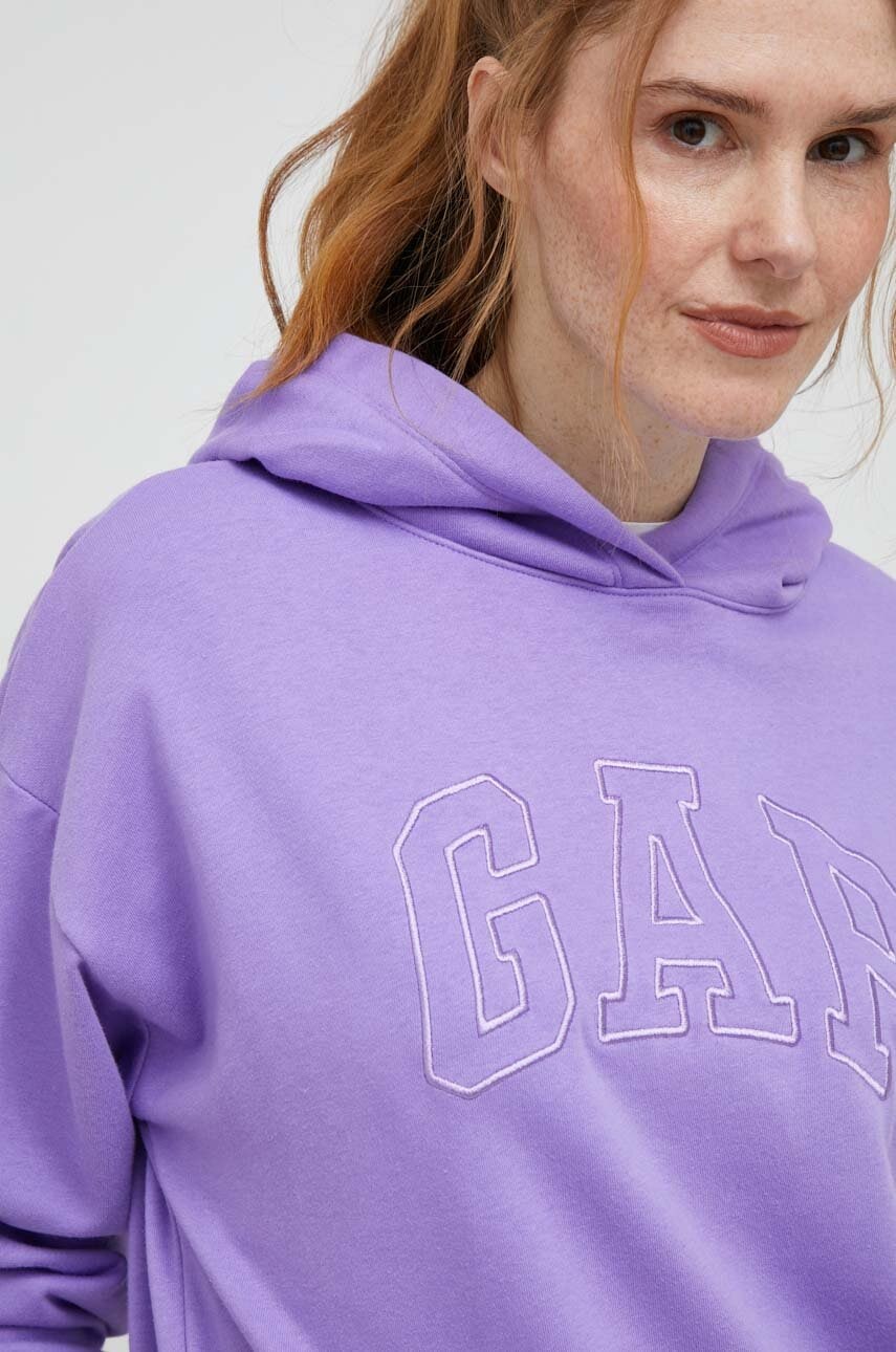 GAP bluza femei, culoarea violet, cu glugă, cu imprimeu