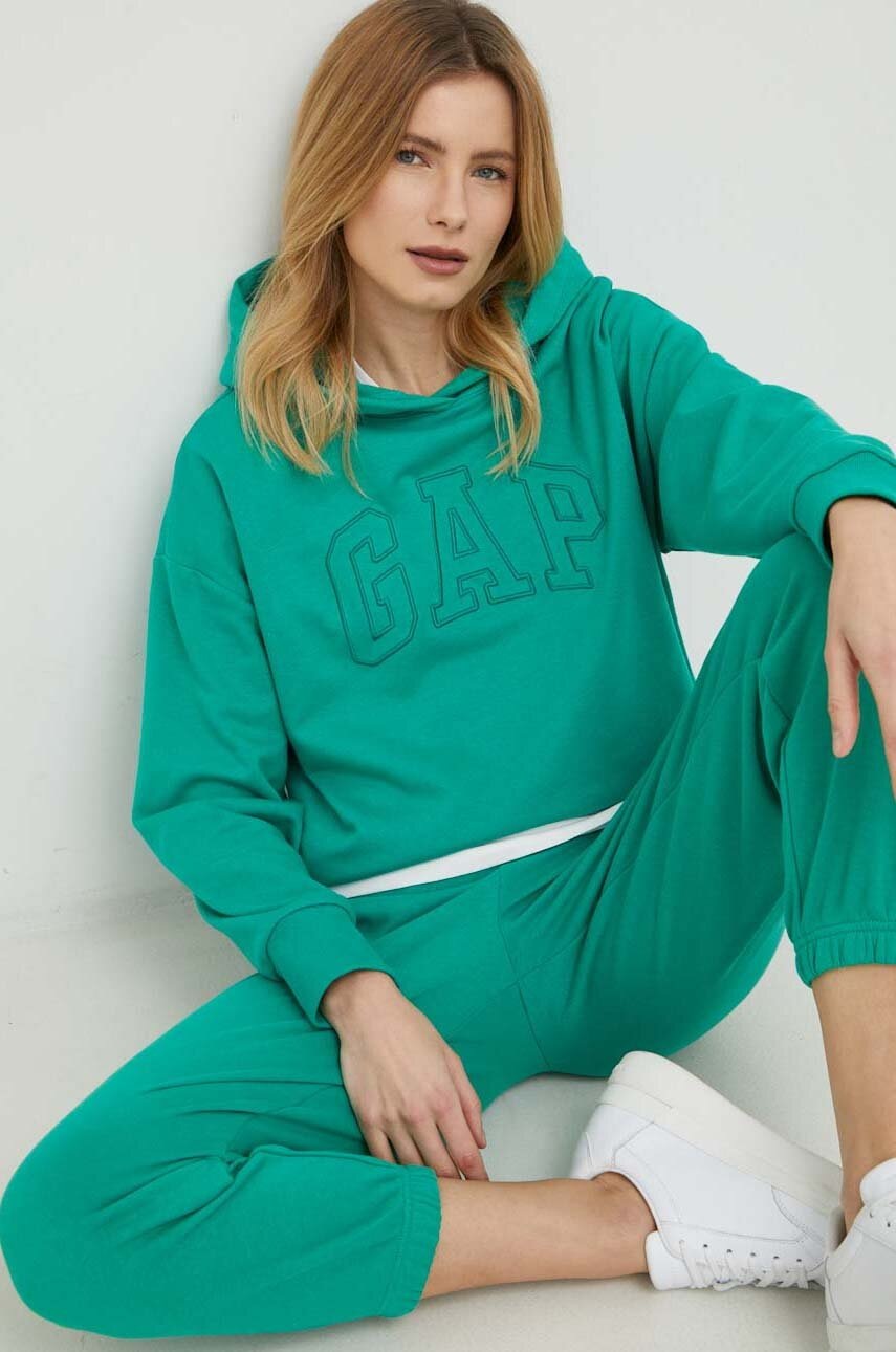 

Суичър GAP в зелено с качулка с апликация, Зелен
