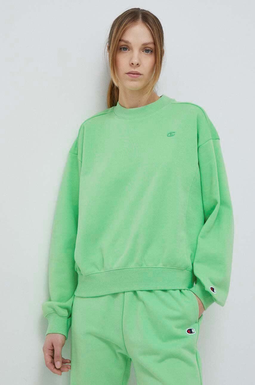 Mikina Champion dámská, zelená barva, hladká - zelená -  Hlavní materiál: 67 % Bavlna