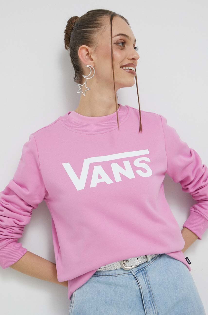 

Памучен суичър Vans в лилаво с принт, Виолетов