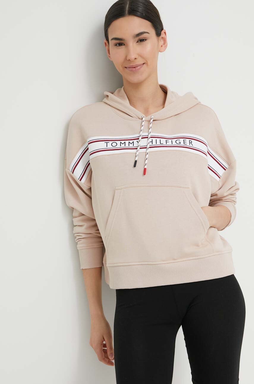 

Кофта Tommy Hilfiger жіноча колір бежевий з капюшоном візерунок