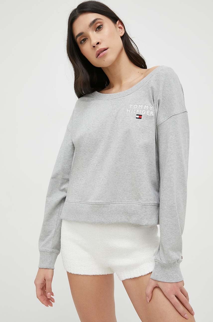 

Суичър Tommy Hilfiger в сиво с принт, Сив