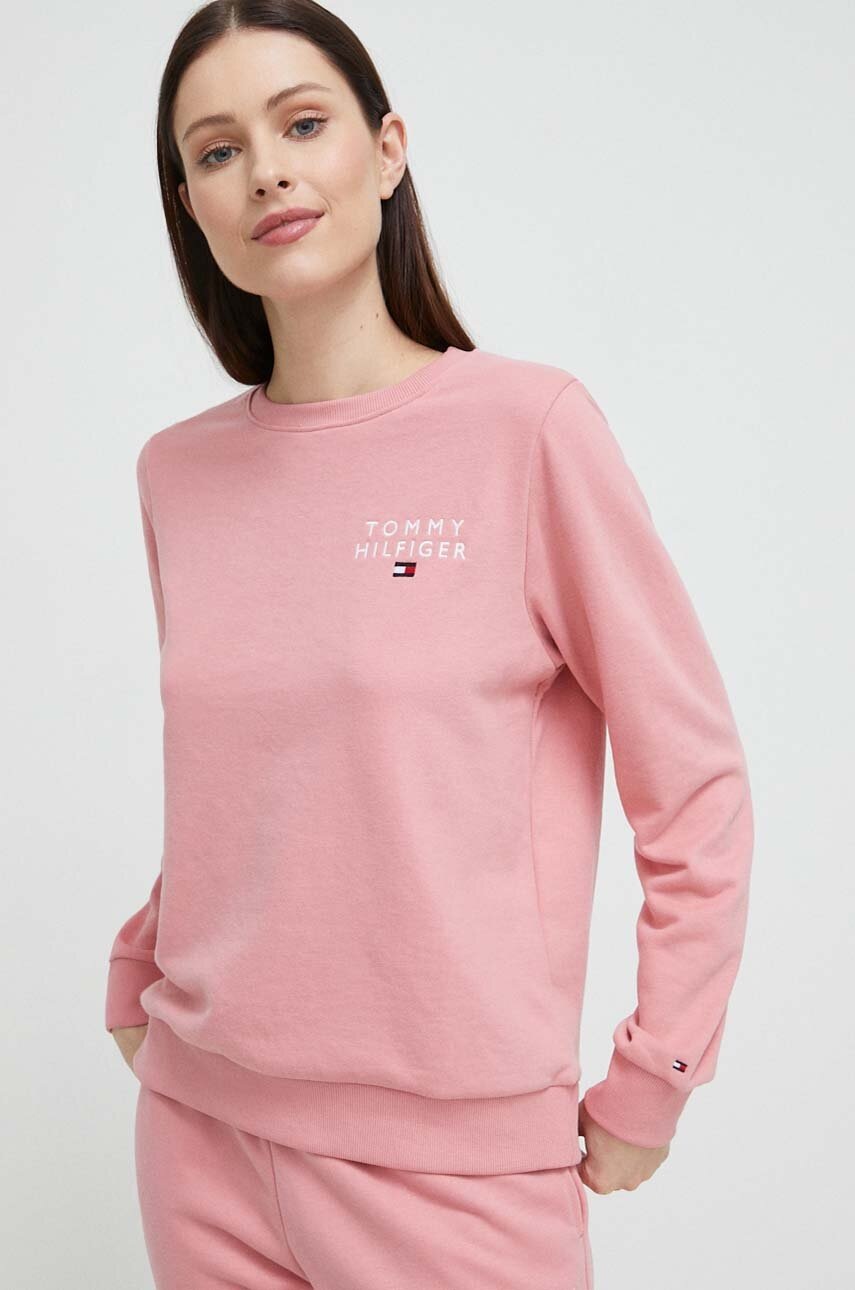 

Домашен суичър Tommy Hilfiger в розово с апликация, Розов