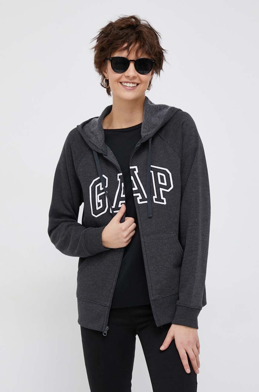 

Суичър GAP в сиво с качулка с апликация, Сив