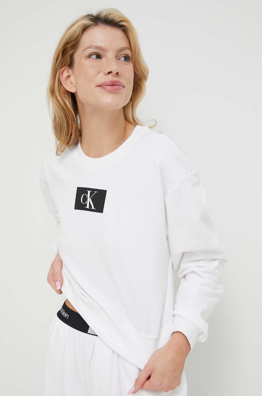 

Домашен суичър от памук Calvin Klein Underwear в бяло, Бял
