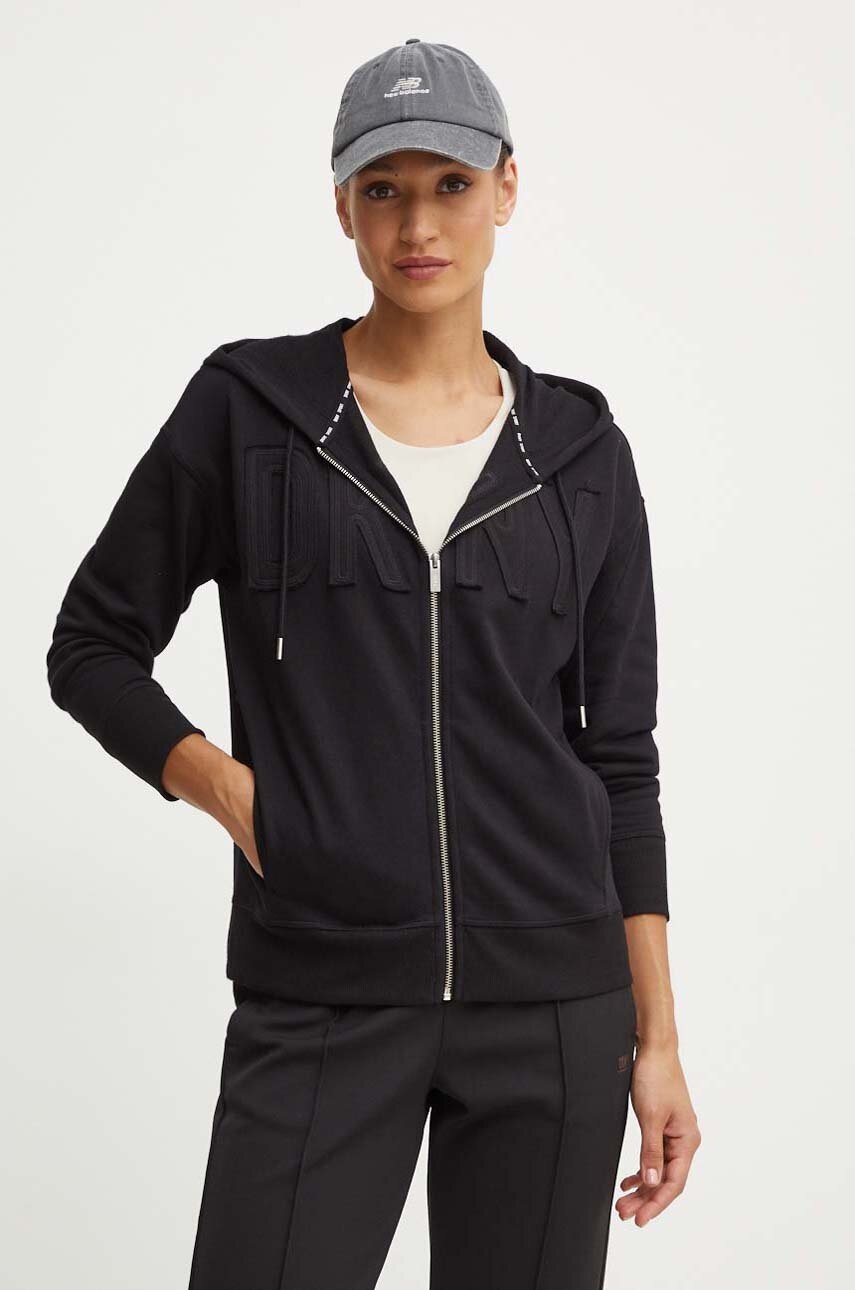

Суичър Dkny в черно с качулка с апликация, Черен