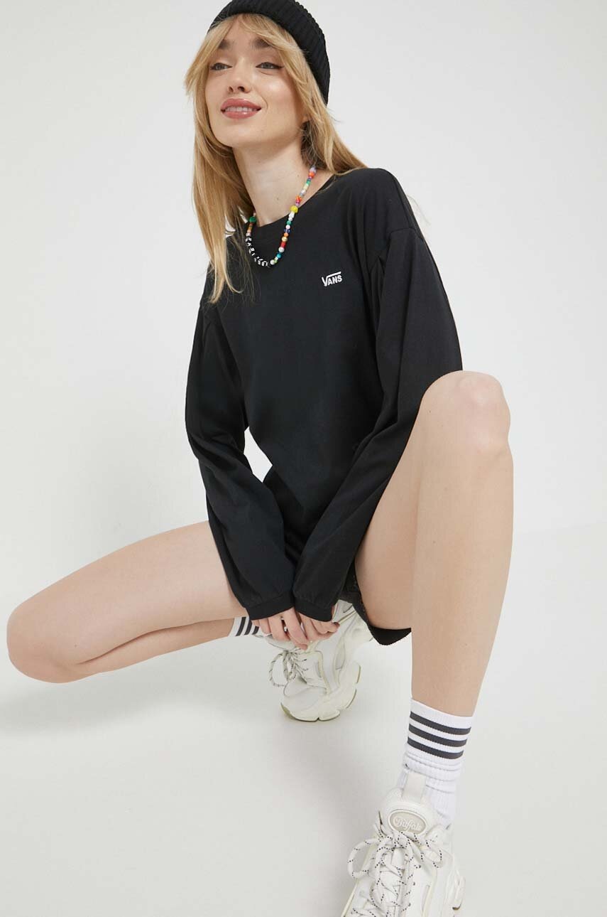 

Хлопковый лонгслив Vans цвет чёрный