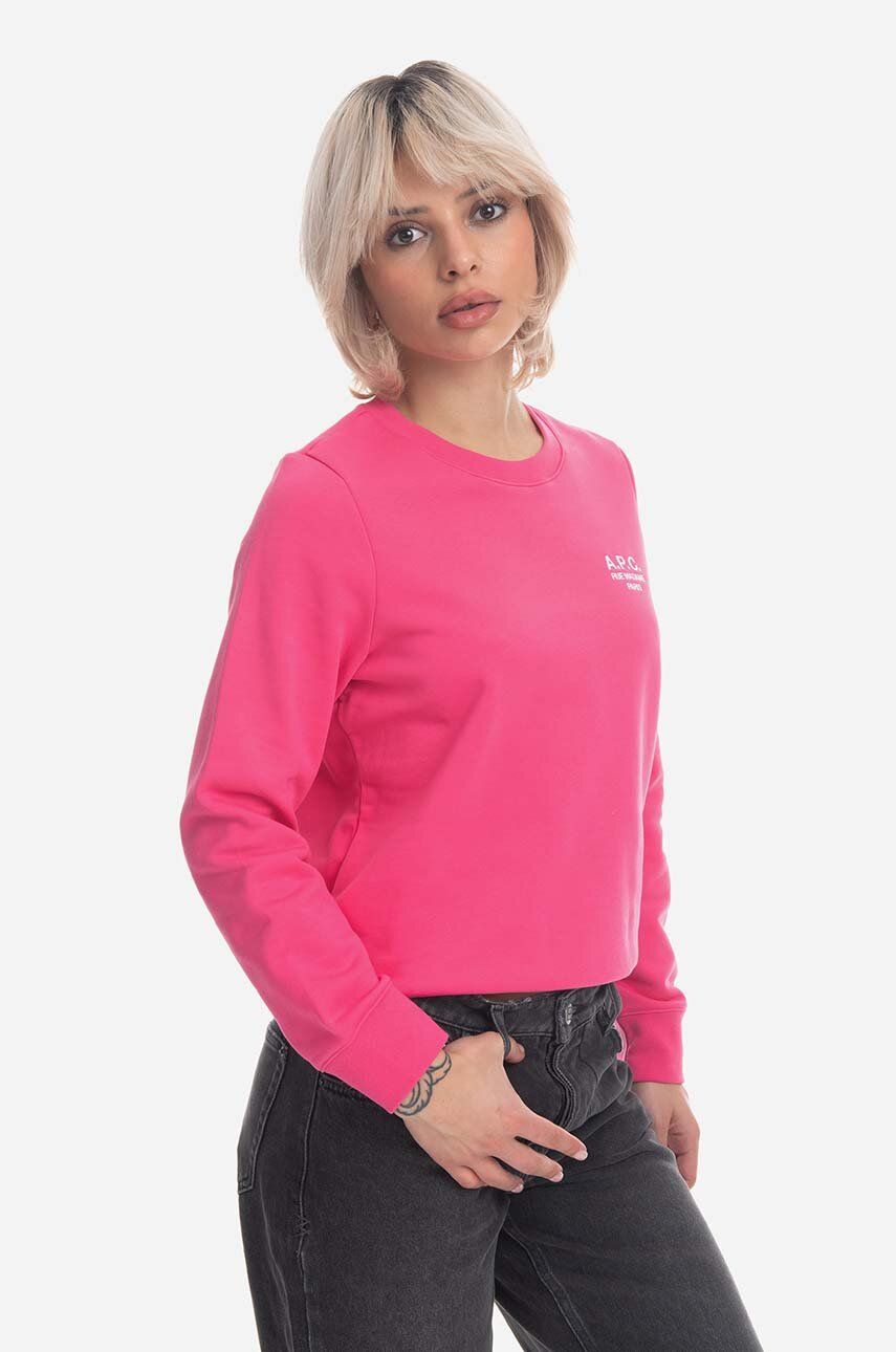 Pamučna dukserica A.P.C. Sweat Skye za žene, boja: ružičasta, bez uzorka, COEZD-F27700 BRIGHT PINK