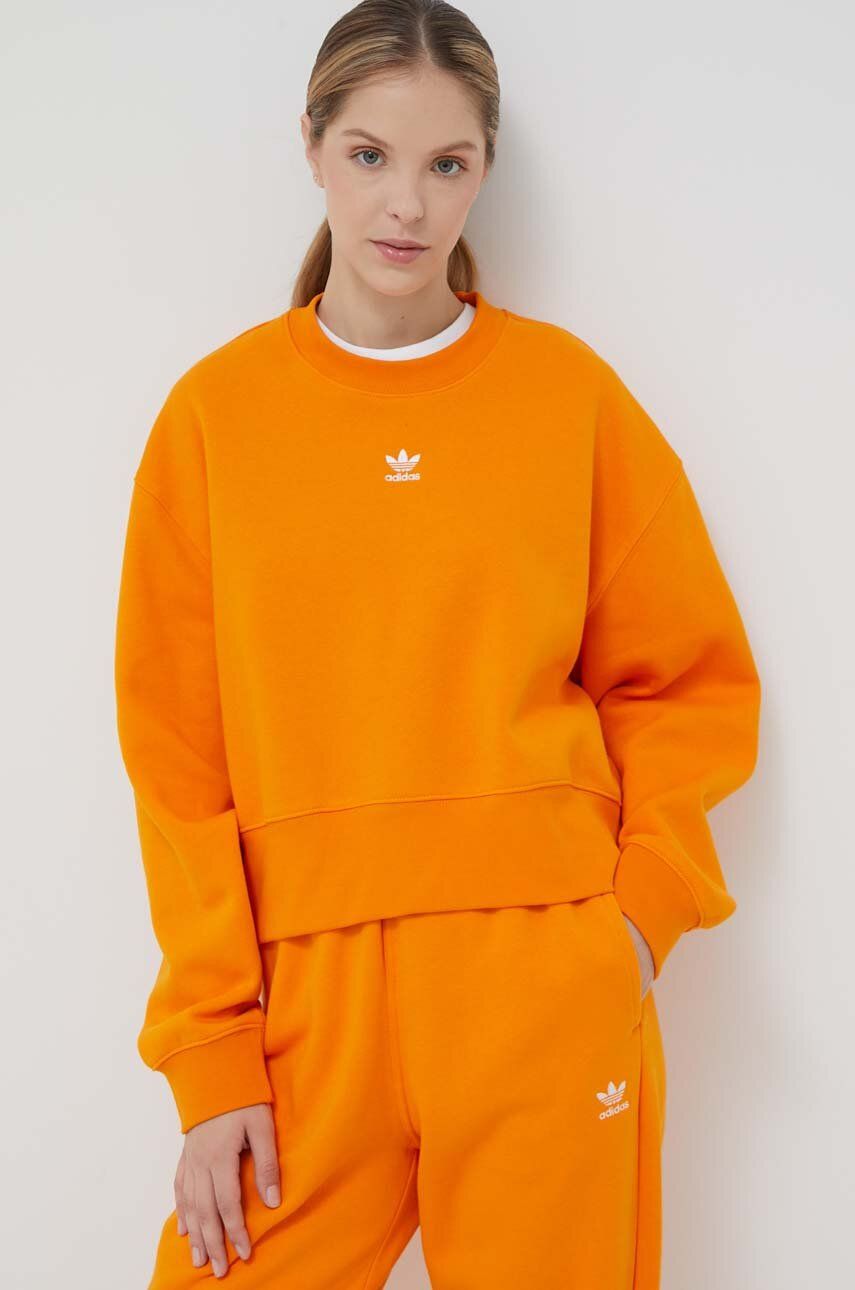 adidas Originals bluză femei, culoarea portocaliu, neted IK7697-yellow