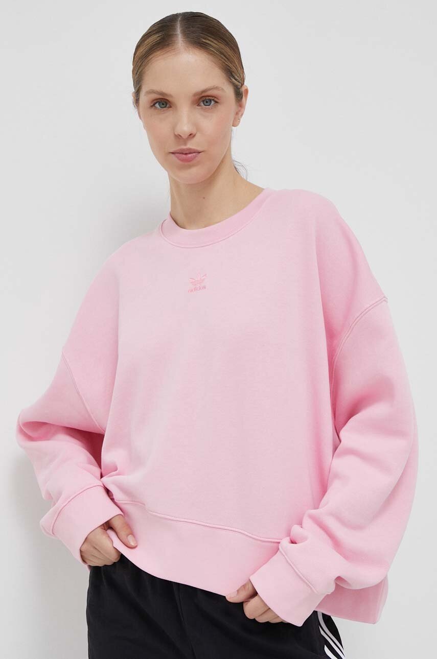 

Суичър adidas Originals в розово с изчистен дизайн, Розов