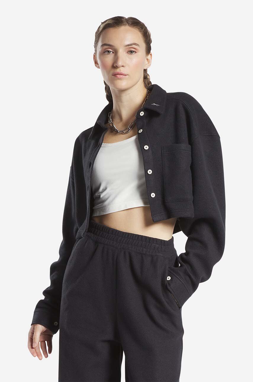 Reebok Classic bluză Fleece Layer femei, culoarea negru, neted HT7868-black