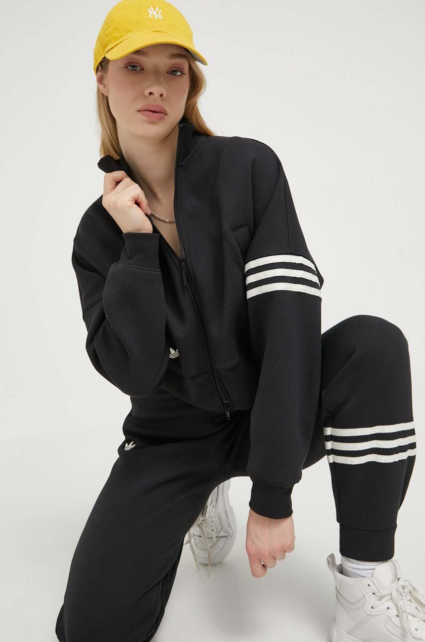 Adidas Originals Bluza Neuclassics Tracktop Femei, Culoarea Negru, Cu Imprimeu Ib7317-black