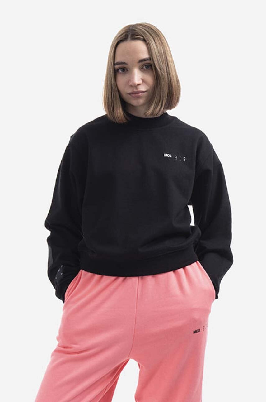 MCQ hanorac de bumbac femei, culoarea negru, cu imprimeu 624675RSJ761000-BLACK MCQ hanorac de bumbac femei, culoarea negru, cu imprimeu 624675RSJ761000-BLACK
