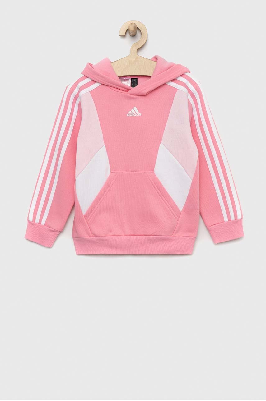

Детская кофта adidas LK CB FL HD цвет розовый с капюшоном узор