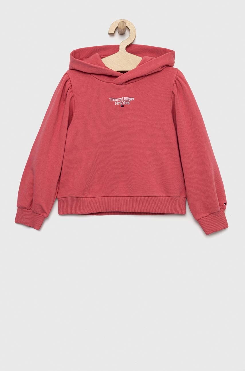 

Детская кофта Tommy Hilfiger цвет розовый с капюшоном с аппликацией