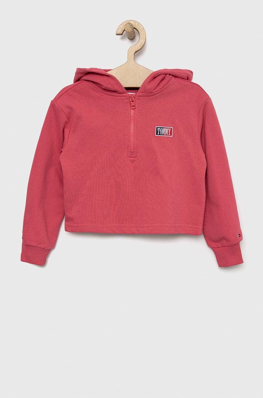 

Детская кофта Tommy Hilfiger цвет розовый с капюшоном с аппликацией