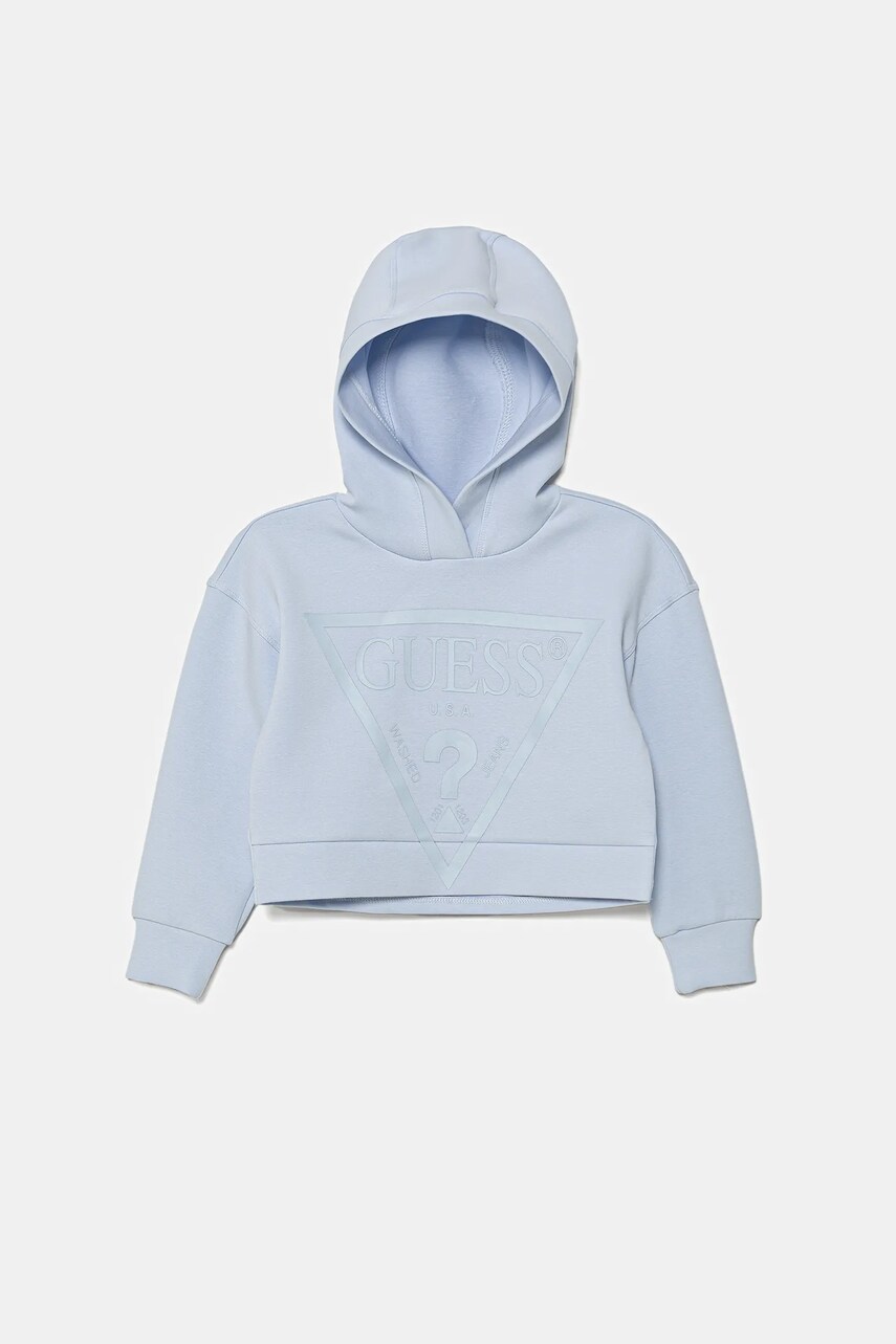 Levně Dětská mikina Guess s kapucí, s potiskem