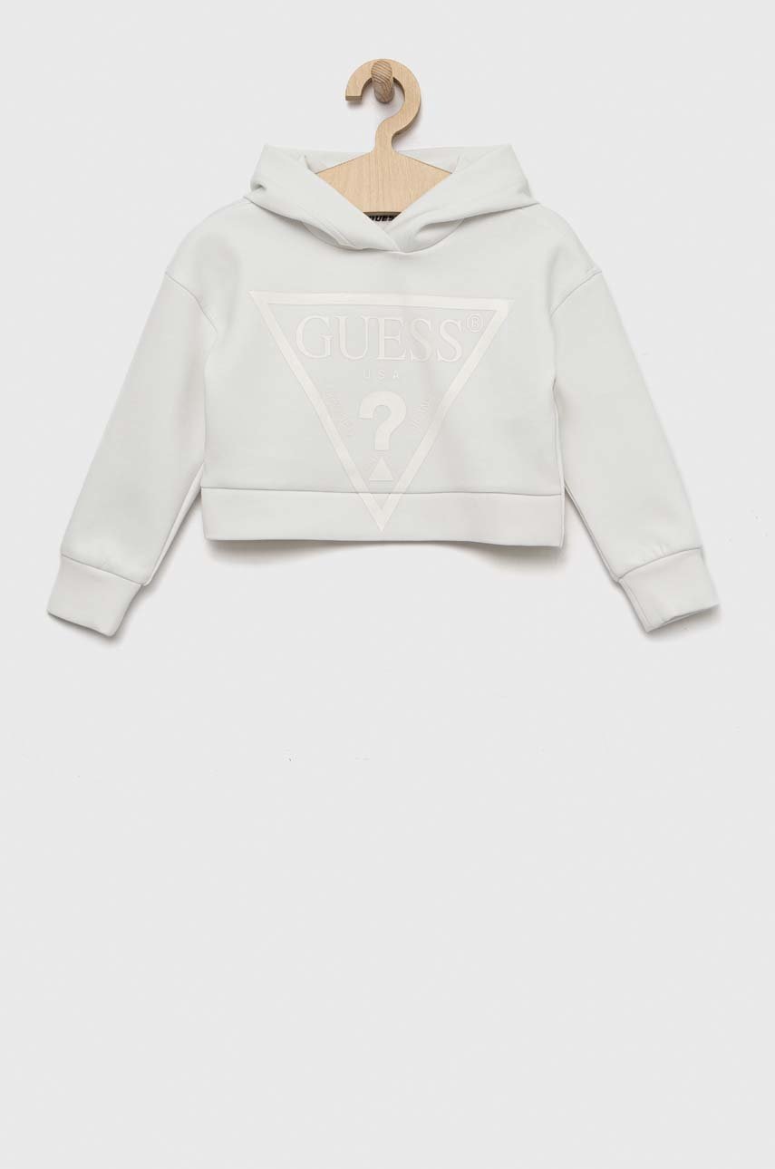 

Дитяча кофта Guess колір білий з капюшоном з принтом