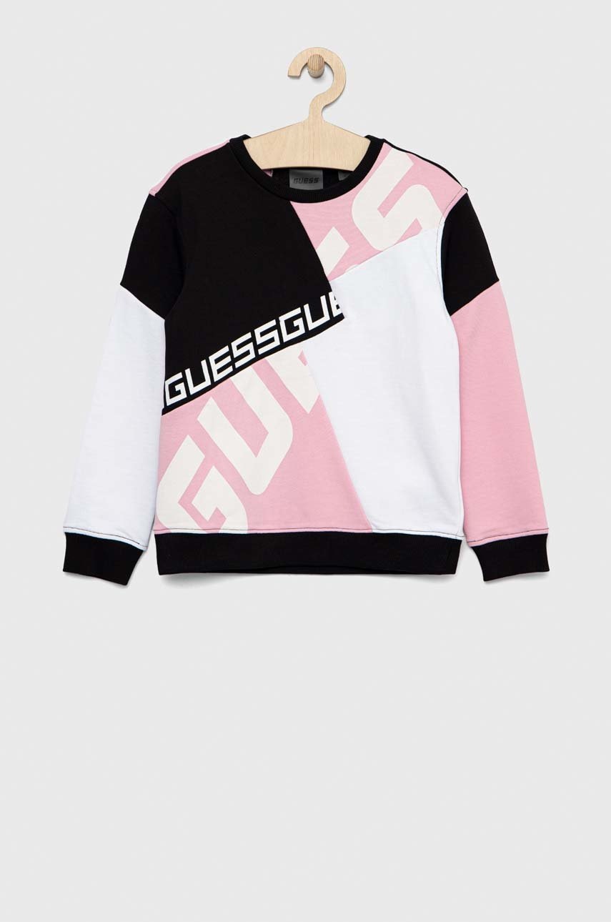 

Дитяча бавовняна кофта Guess колір рожевий візерунок
