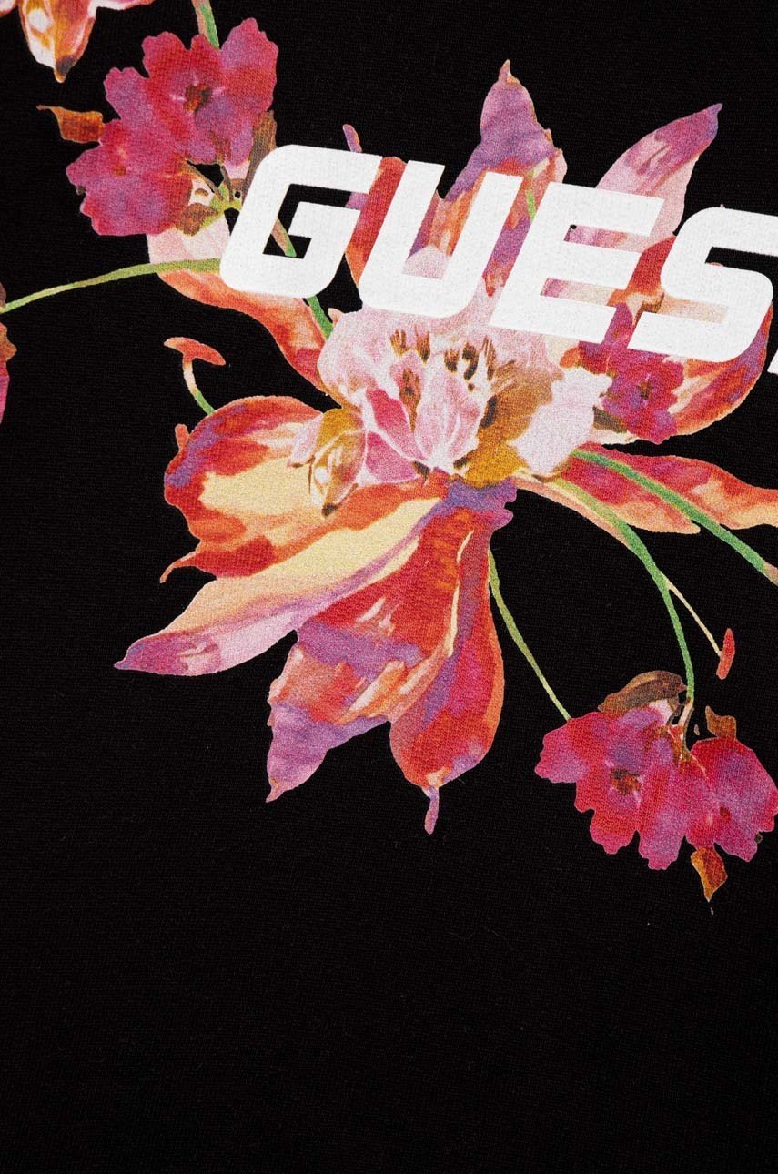 Детская хлопковая кофта Guess цвет чёрный с принтом