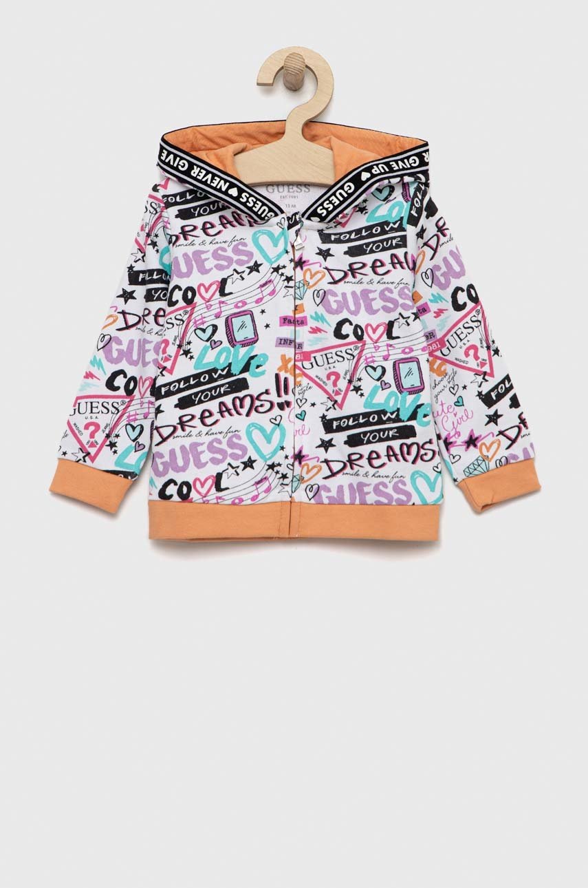 

Дитяча бавовняна кофта Guess з капюшоном візерунок