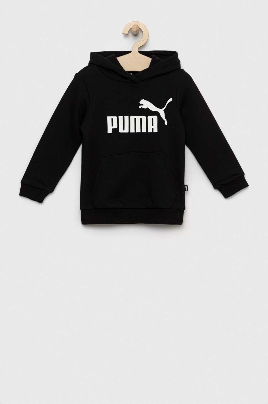 Levně Dětská mikina Puma ESS Logo Hoodie TR G černá barva, s kapucí, s potiskem