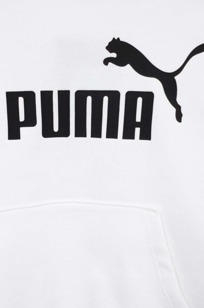 Детская кофта Puma ESS Logo Hoodie TR G цвет белый с капюшоном с принтом