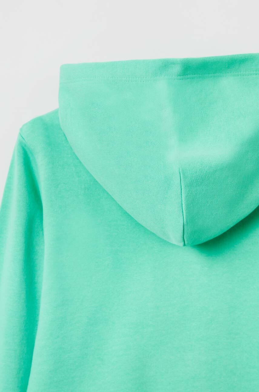 Детская хлопковая кофта OVS цвет зелёный с капюшоном однотонная Детская хлопковая кофта OVS цвет зелёный с капюшоном однотонная