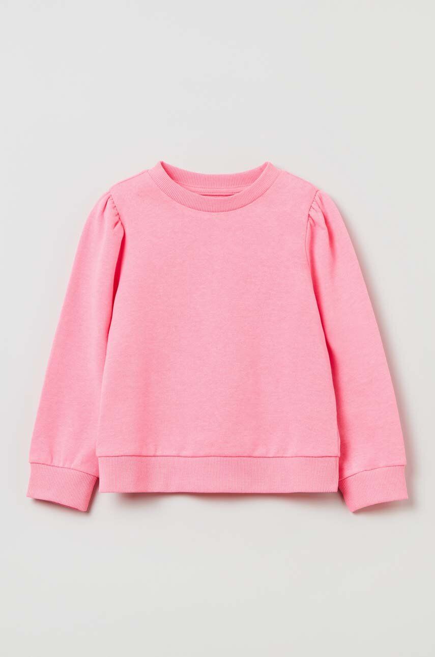 OVS bluza copii culoarea roz, neted