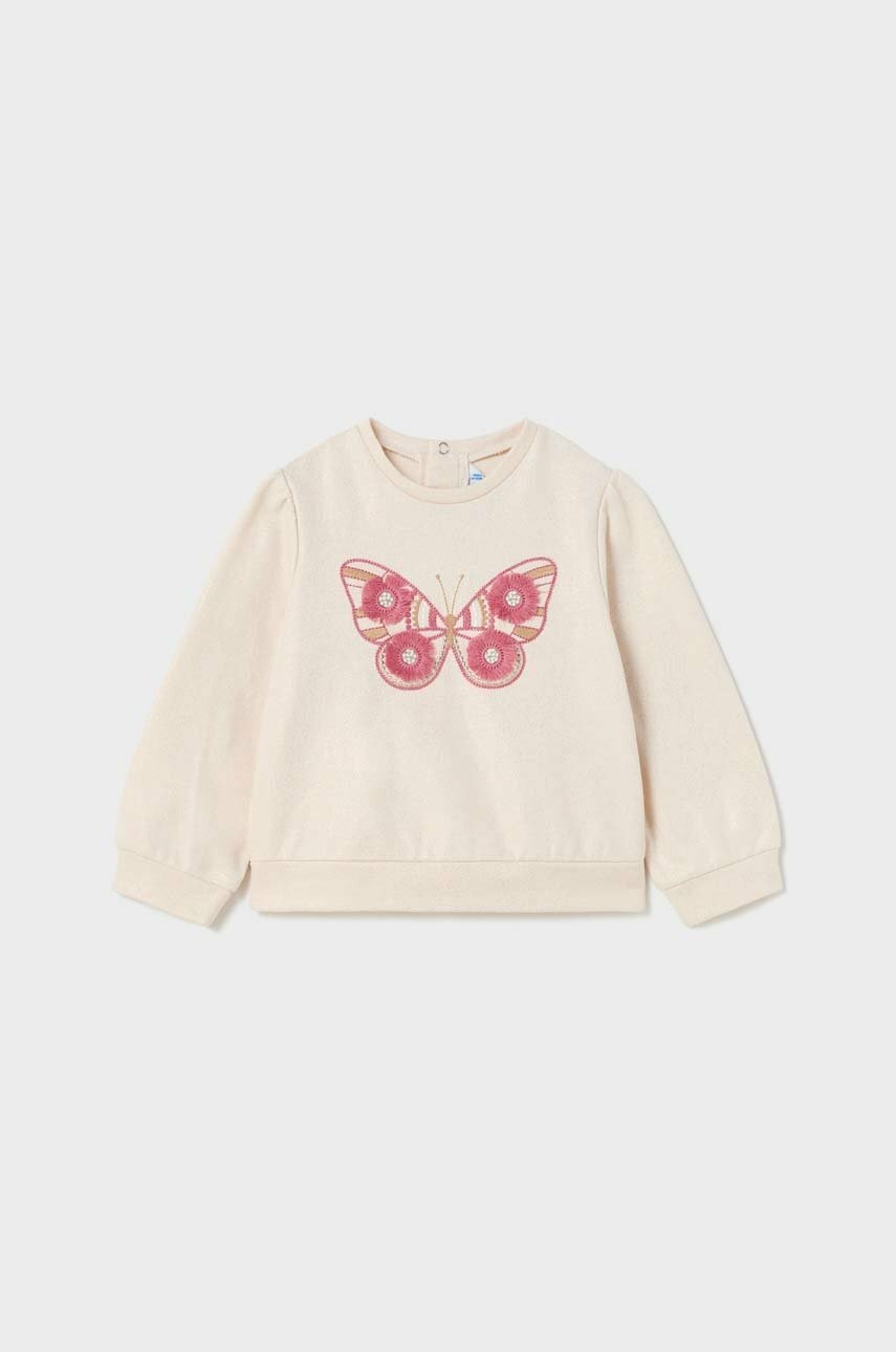 Хлопковая кофта для младенцев Mayoral цвет бежевый с принтом