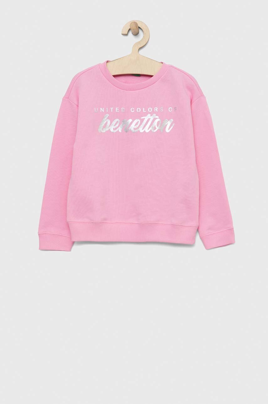 

Дитяча бавовняна кофта United Colors of Benetton колір фіолетовий з принтом