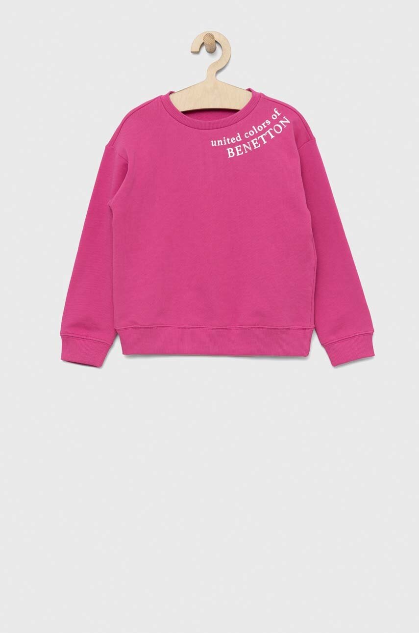 

Дитяча бавовняна кофта United Colors of Benetton колір фіолетовий з принтом