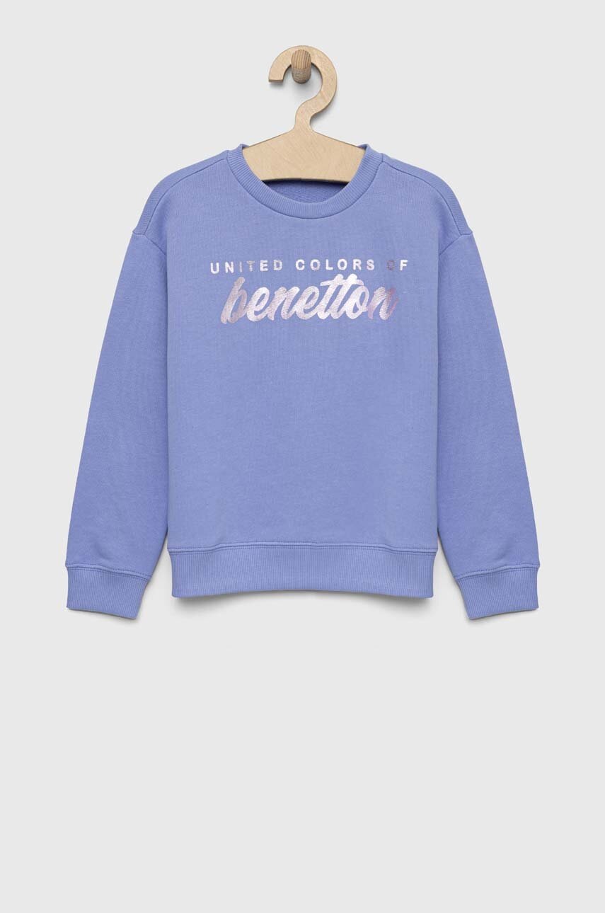 

Дитяча бавовняна кофта United Colors of Benetton колір фіолетовий з принтом