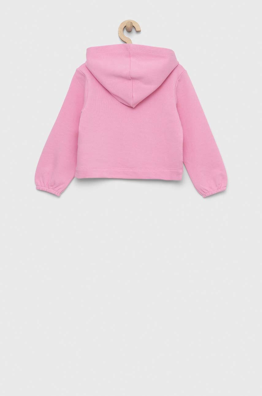 

Дитяча бавовняна кофта United Colors of Benetton колір рожевий з капюшоном з аплікацією