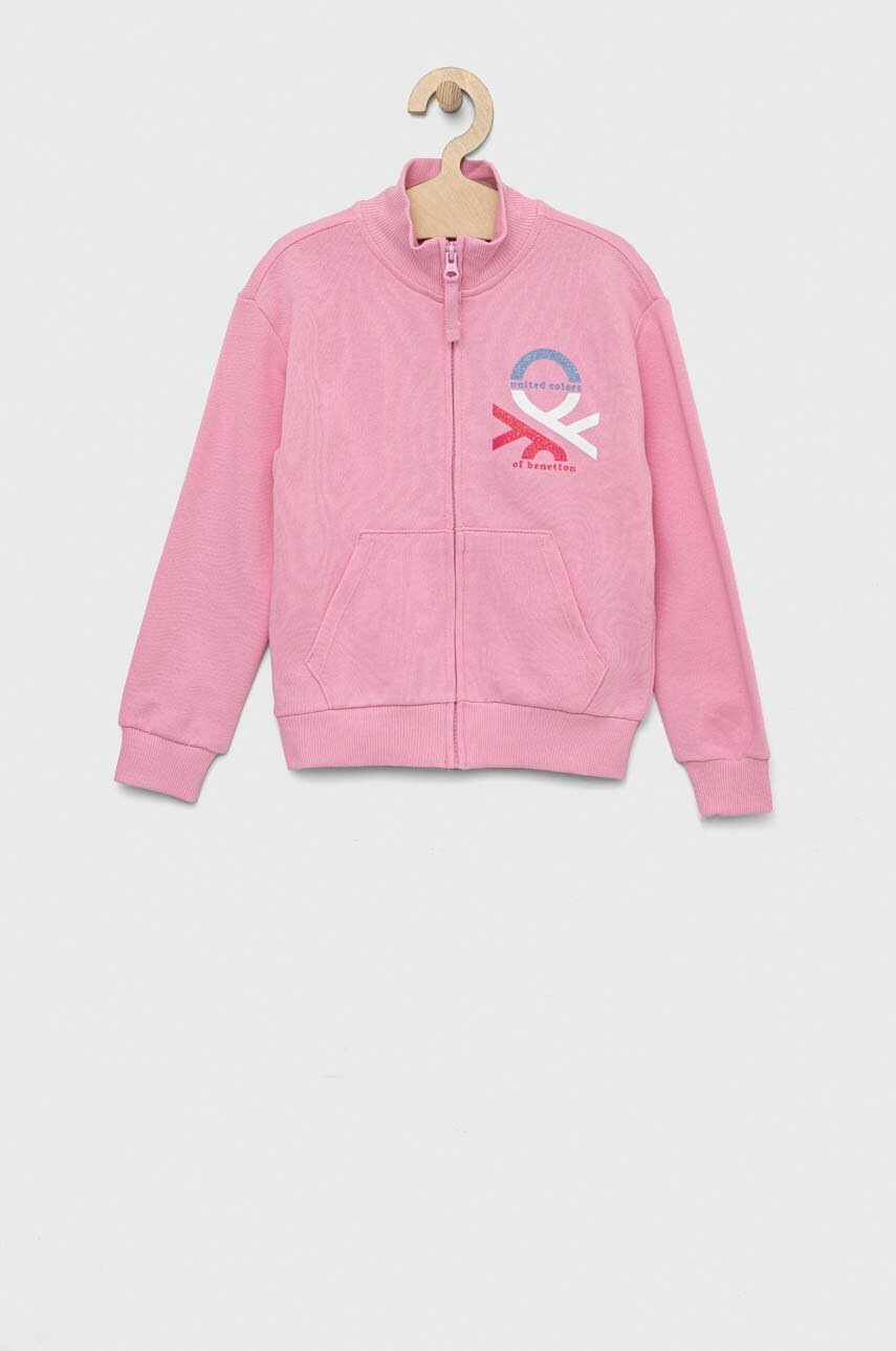 

Дитяча бавовняна кофта United Colors of Benetton колір рожевий з принтом