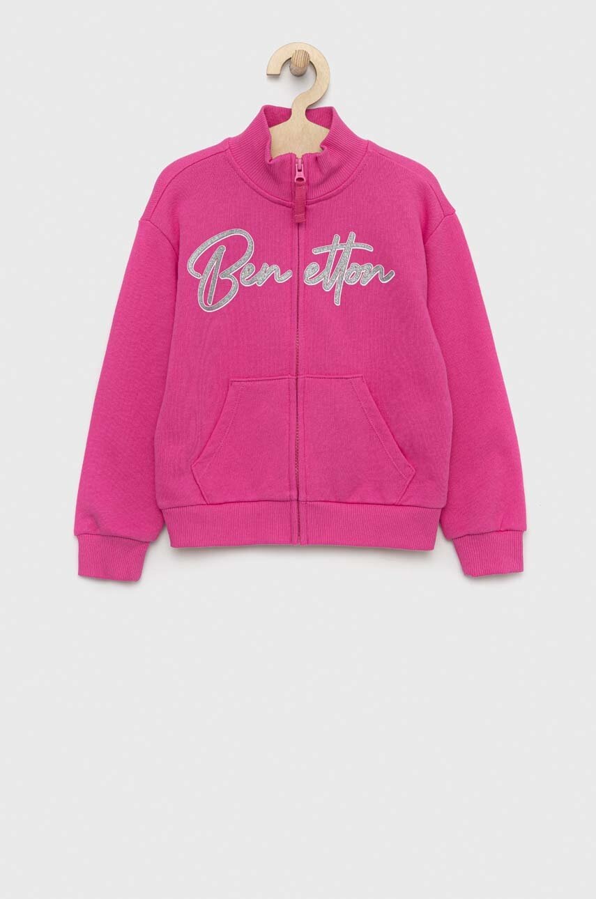 

Дитяча бавовняна кофта United Colors of Benetton колір фіолетовий з принтом