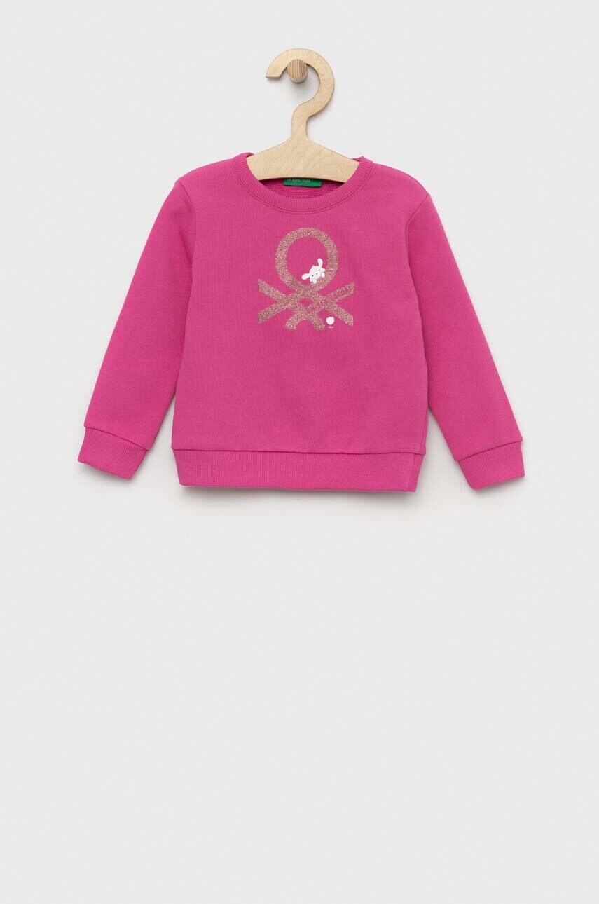 

Дитяча бавовняна кофта United Colors of Benetton колір фіолетовий з принтом