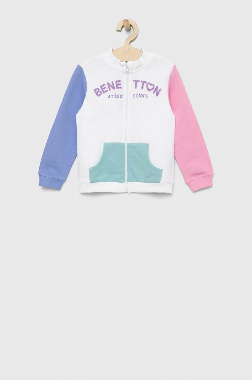

Дитяча бавовняна кофта United Colors of Benetton колір білий візерунок